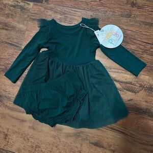 Little Sleepies Emerald Green Twirl Tulle Dress with Bloomer die 3-6 months NWT